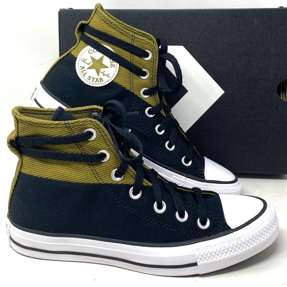 Converse Shoes - Converse Chuck Taylor High Shoes Women Size Khaki Black Canvas Sneakers A04512F
